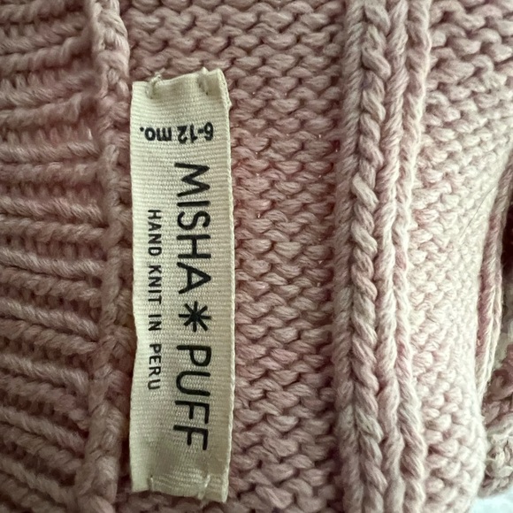 6-12m misha & puff pink WOOL bonnet - Picture 2 of 3